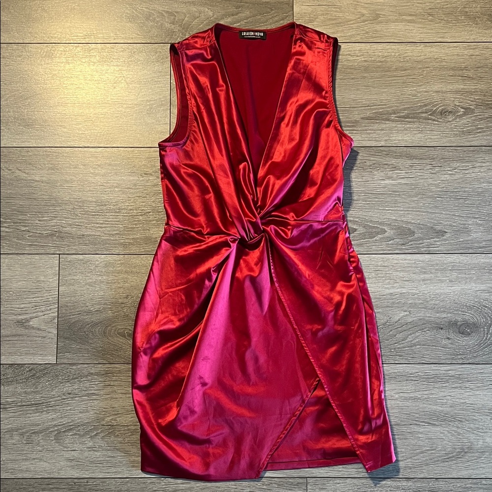 Fashion Nova Deep Red Satin Mini Dress